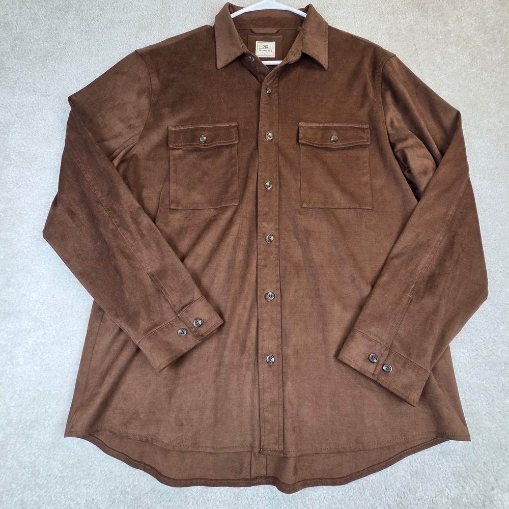 7 Diamonds Country Road Stretch Suede‎ Shirt Jacket Mens Large Brown Shacket EUC